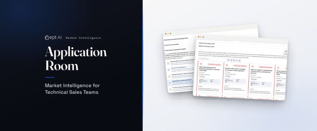 Application Room by ept AI — market intelligence workspace for technical sales teams